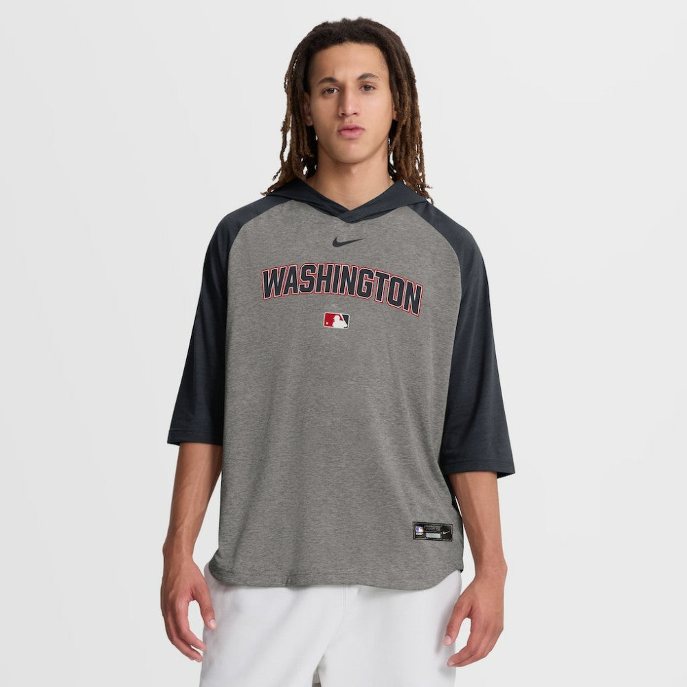 Washington Nationals Nike Authentic Collection Flux Dri-FIT Raglan 3/4-Sleeve Hooded T-Shirt | MLB For sale