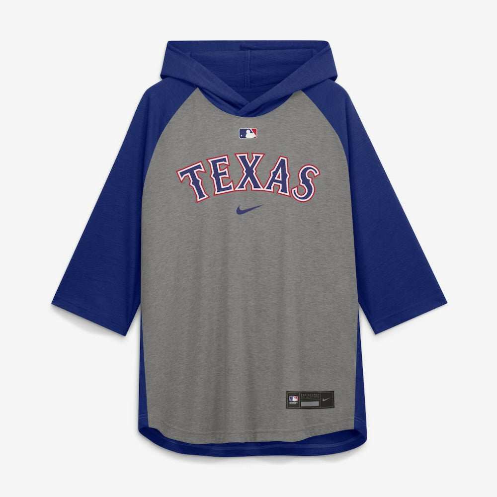 Texas Rangers Nike Authentic Collection Flux Dri-FIT Raglan 3/4-Sleeve Hooded T-Shirt | MLB Outlet