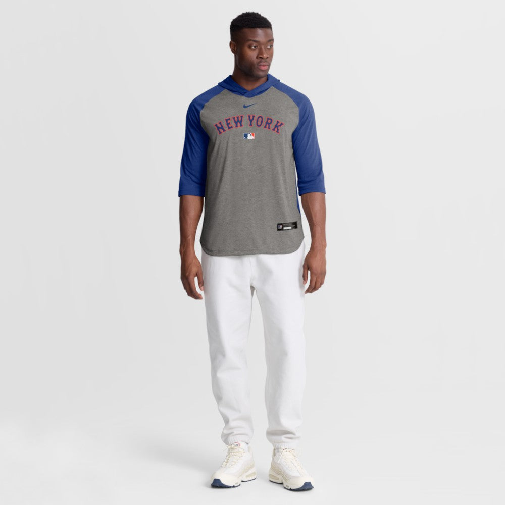 New York Mets Nike Authentic Collection Flux Dri-FIT Raglan 3/4-Sleeve Hooded T-Shirt | MLB Shop