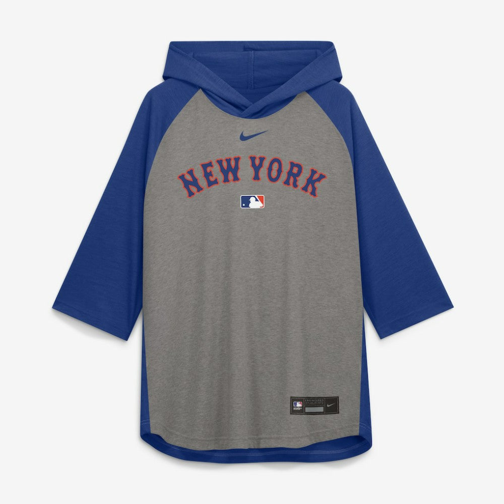 New York Mets Nike Authentic Collection Flux Dri-FIT Raglan 3/4-Sleeve Hooded T-Shirt | MLB Shop