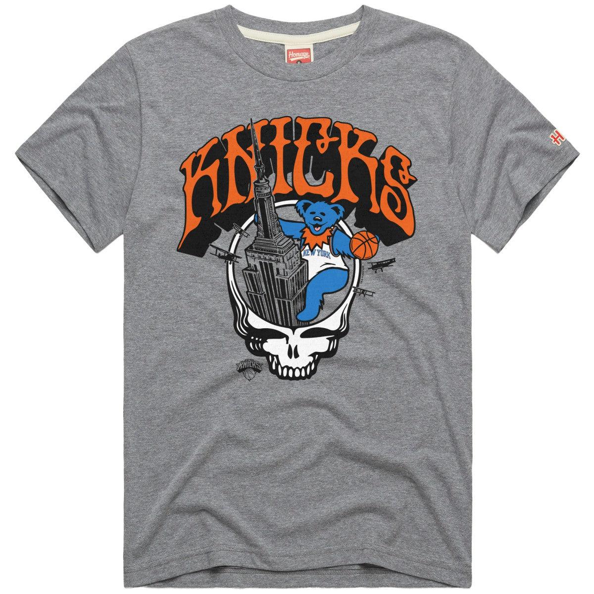 New York Knicks x Grateful Dead Homage Skull Tri-Blend T-Shirt On Sale