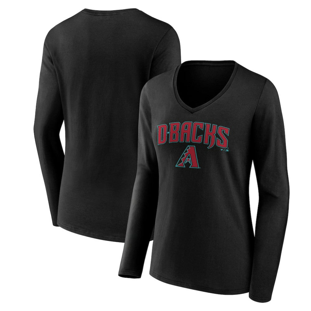 Arizona Diamondbacks Women's Team Lockup Long Sleeve V-Neck T-Shirt | MLB Online