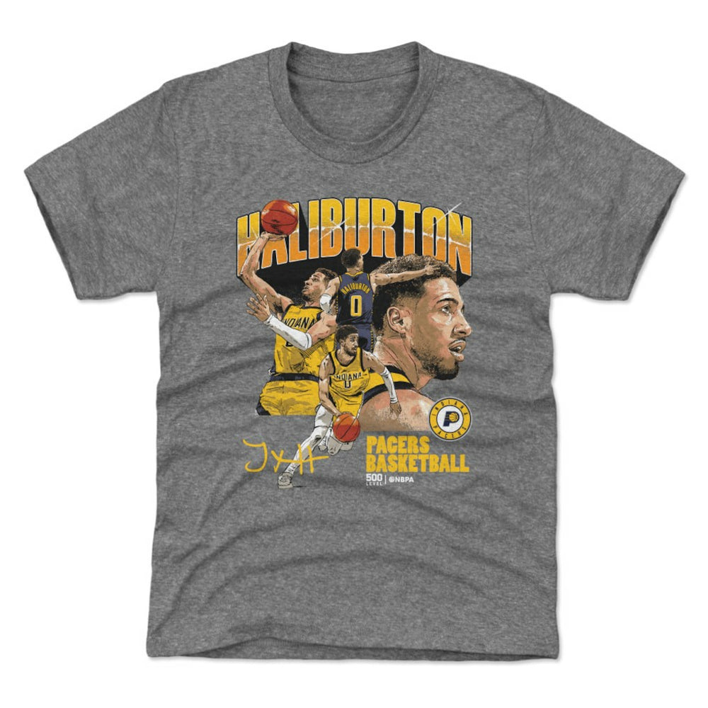 Tyrese Haliburton Indiana Pacers 500 Level Youth Collage T-Shirt New