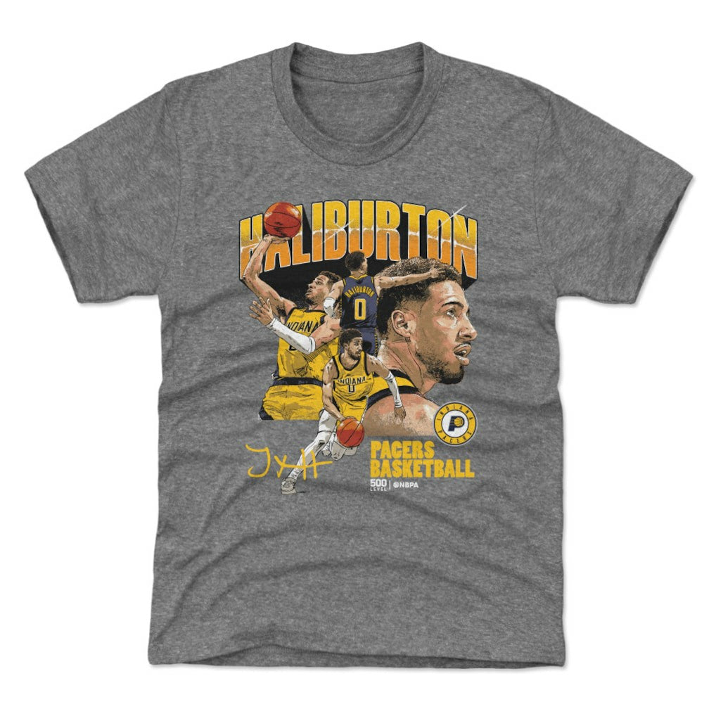 Tyrese Haliburton Indiana Pacers 500 Level Youth Collage T-Shirt New