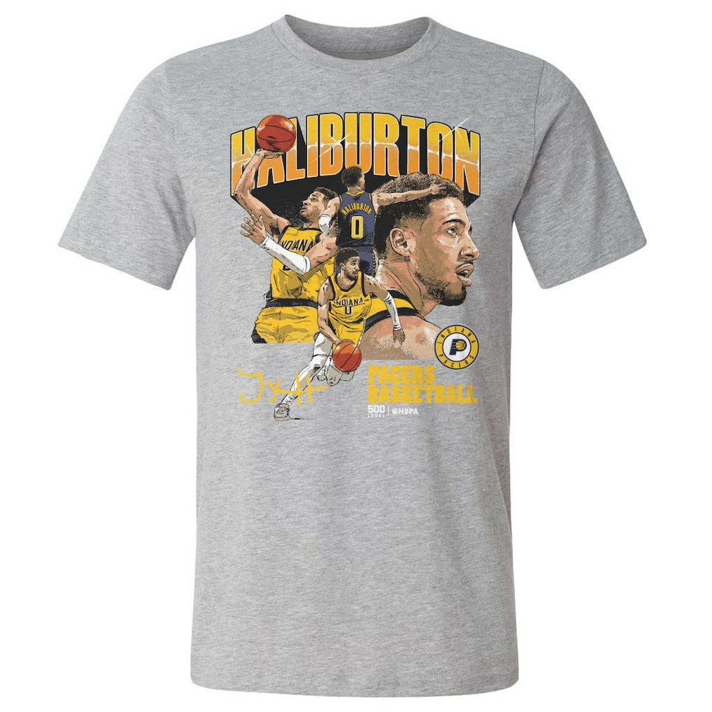 Tyrese Haliburton Indiana Pacers 500 Level Collage T-Shirt On Sale