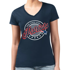 New England Patriots  G-III 4Her by Carl Banks Women's Super-Slim Fit Lightweight Pinstripe Circle V-Neck T-Shirt