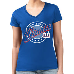 New York Giants  G-III 4Her by Carl Banks Women's Super-Slim Fit Lightweight Pinstripe Circle V-Neck T-Shirt