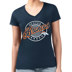 Denver Broncos  G-III 4Her by Carl Banks Women's Super-Slim Fit Lightweight Pinstripe Circle V-Neck T-Shirt