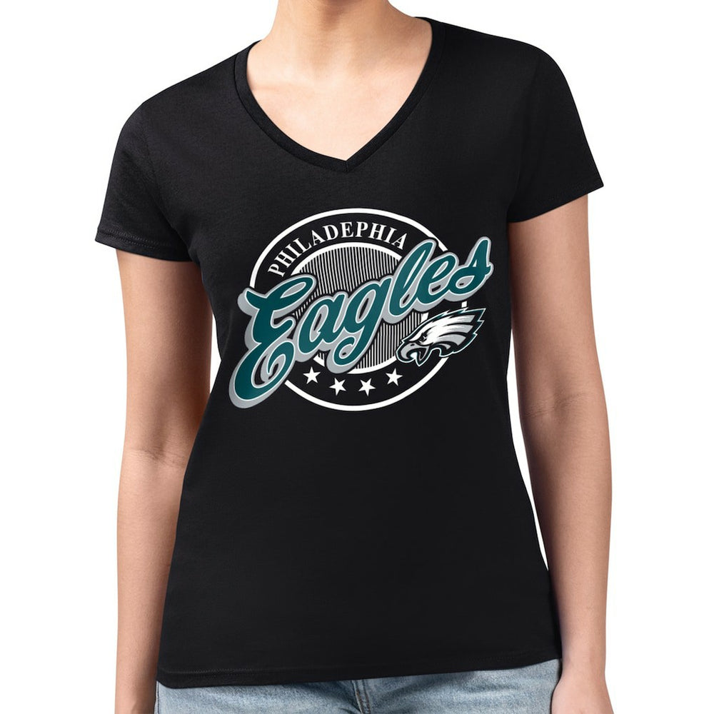 Philadelphia Eagles  G-III 4Her by Carl Banks Women's Super-Slim Fit Lightweight Pinstripe Circle V-Neck T-Shirt