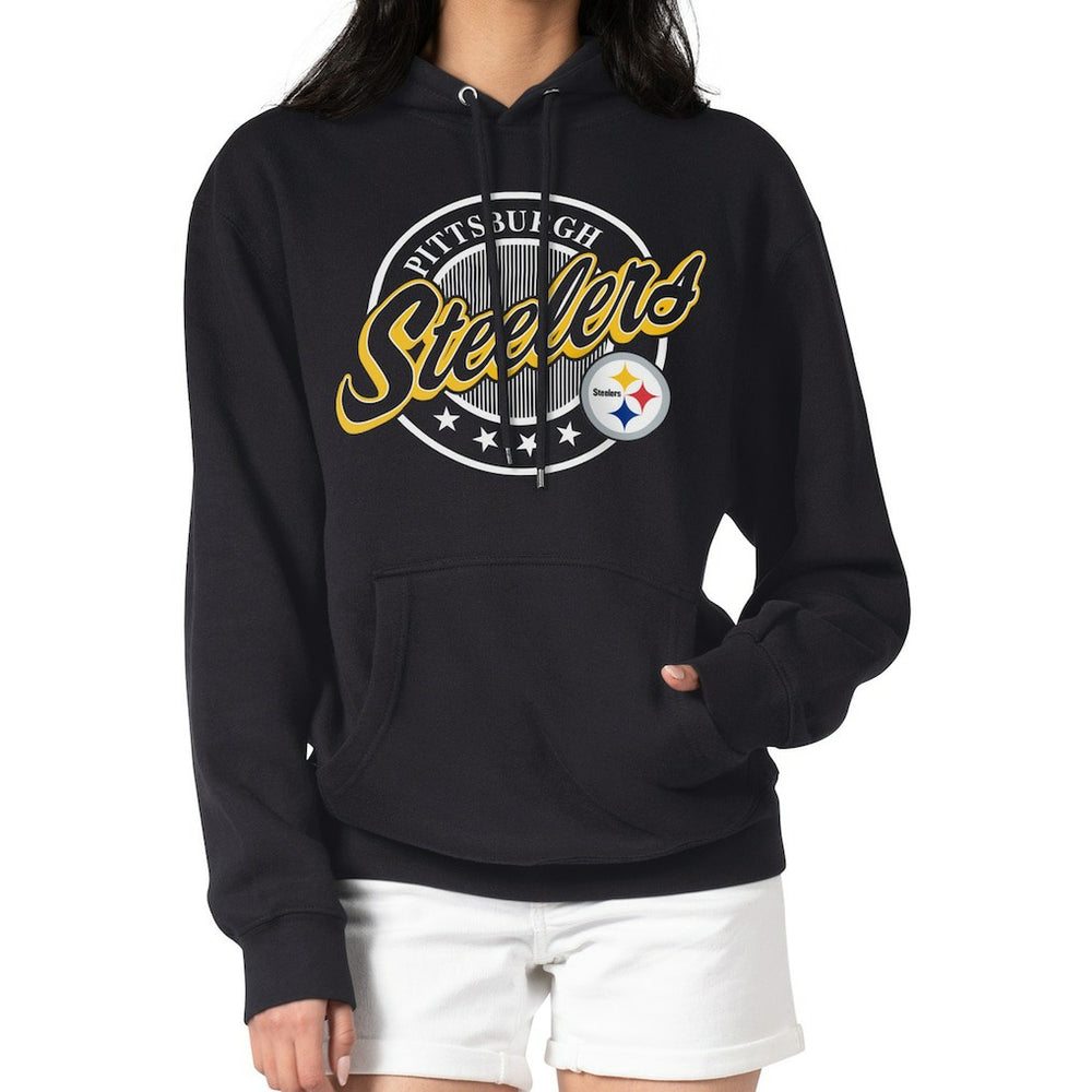Pittsburgh Steelers  G-III 4Her by Carl Banks Women's Pinstripe Circle Fleece Pullover Hoodie