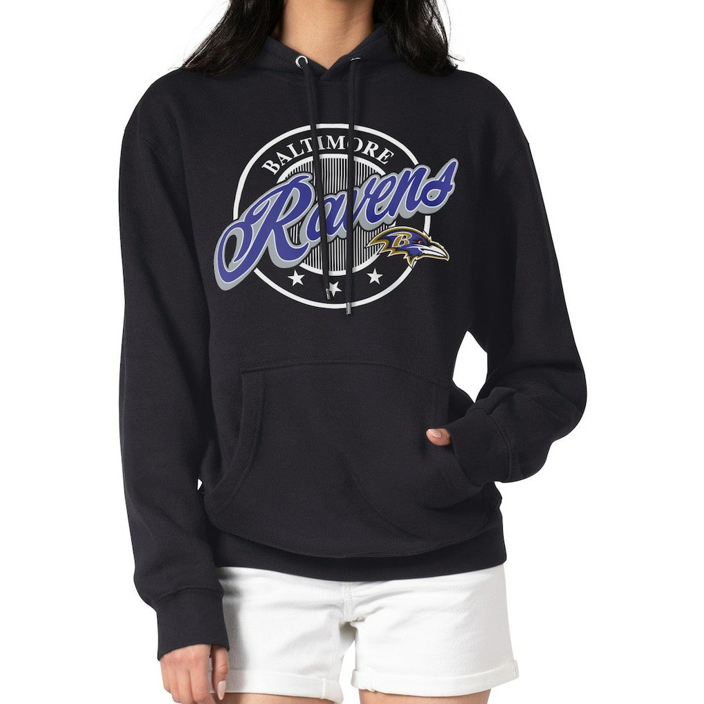 Baltimore Ravens  G-III 4Her by Carl Banks Women's Pinstripe Circle Fleece Pullover Hoodie