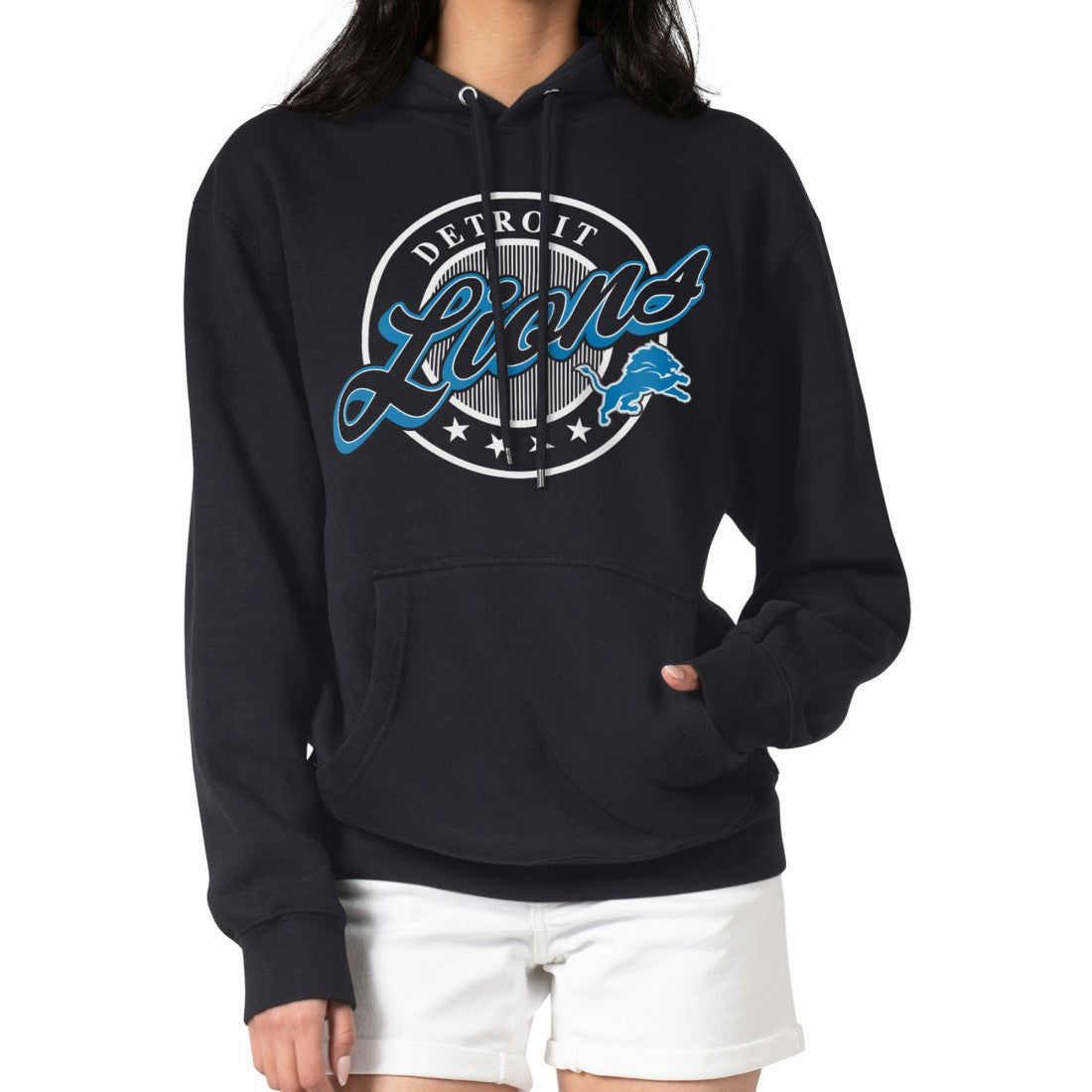Detroit Lions  G-III 4Her by Carl Banks Women's Pinstripe Circle Fleece Pullover Hoodie