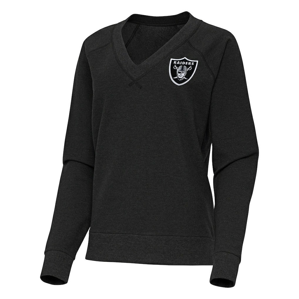 Las Vegas Raiders  Antigua Women's Varsity Tri-Blend V-Neck Long Sleeve T-Shirt