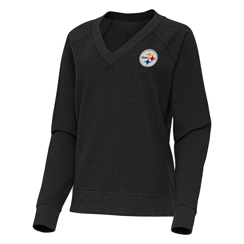 Pittsburgh Steelers  Antigua Women's Varsity Tri-Blend V-Neck Long Sleeve T-Shirt