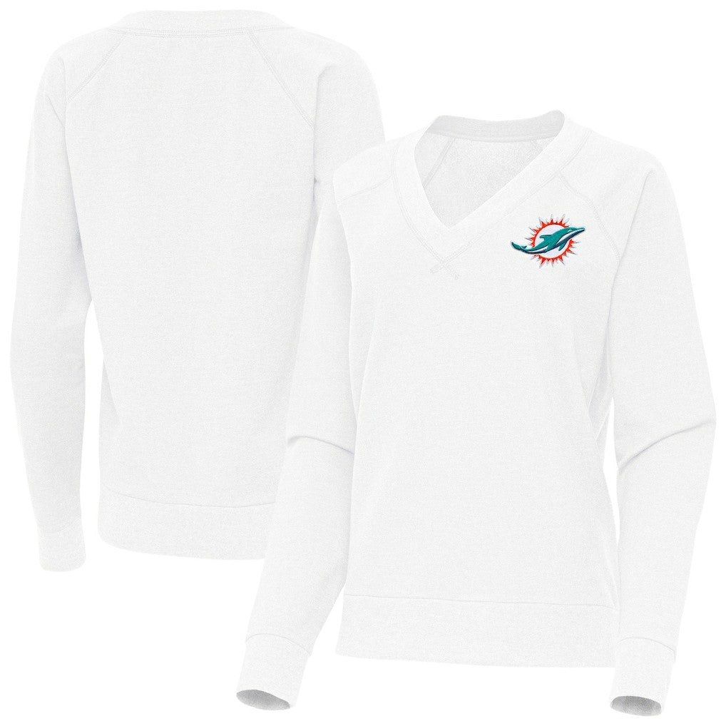 Miami Dolphins  Antigua Women's Varsity Tri-Blend V-Neck Long Sleeve T-Shirt