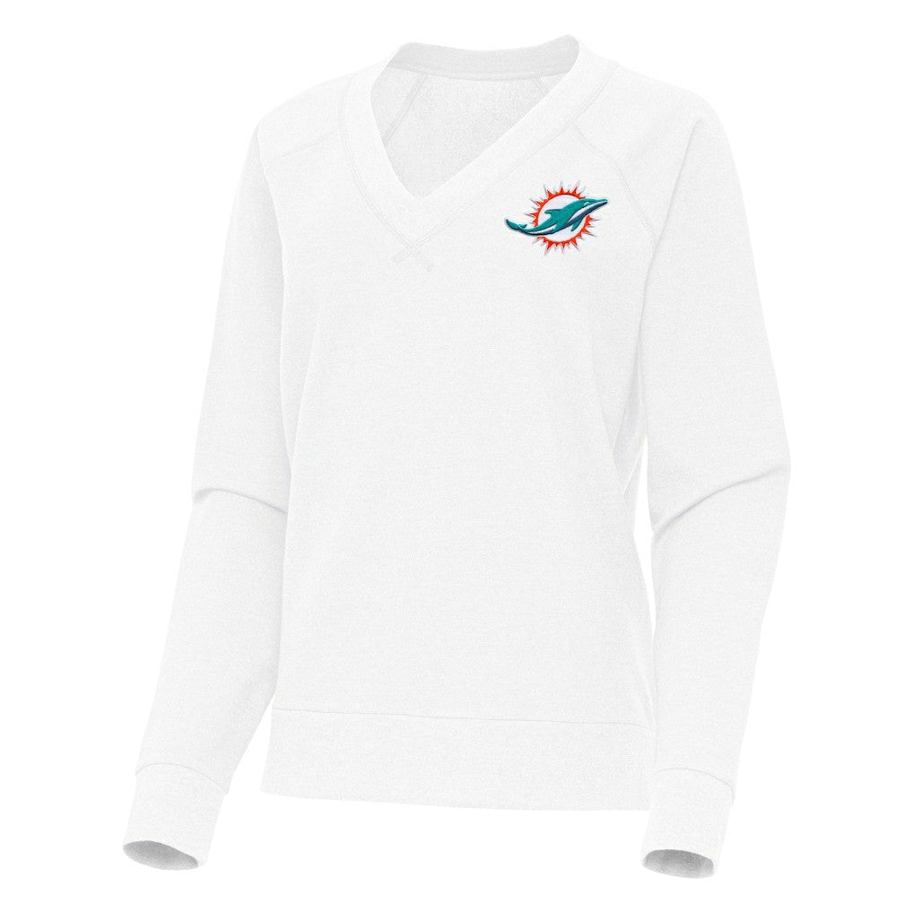 Miami Dolphins  Antigua Women's Varsity Tri-Blend V-Neck Long Sleeve T-Shirt