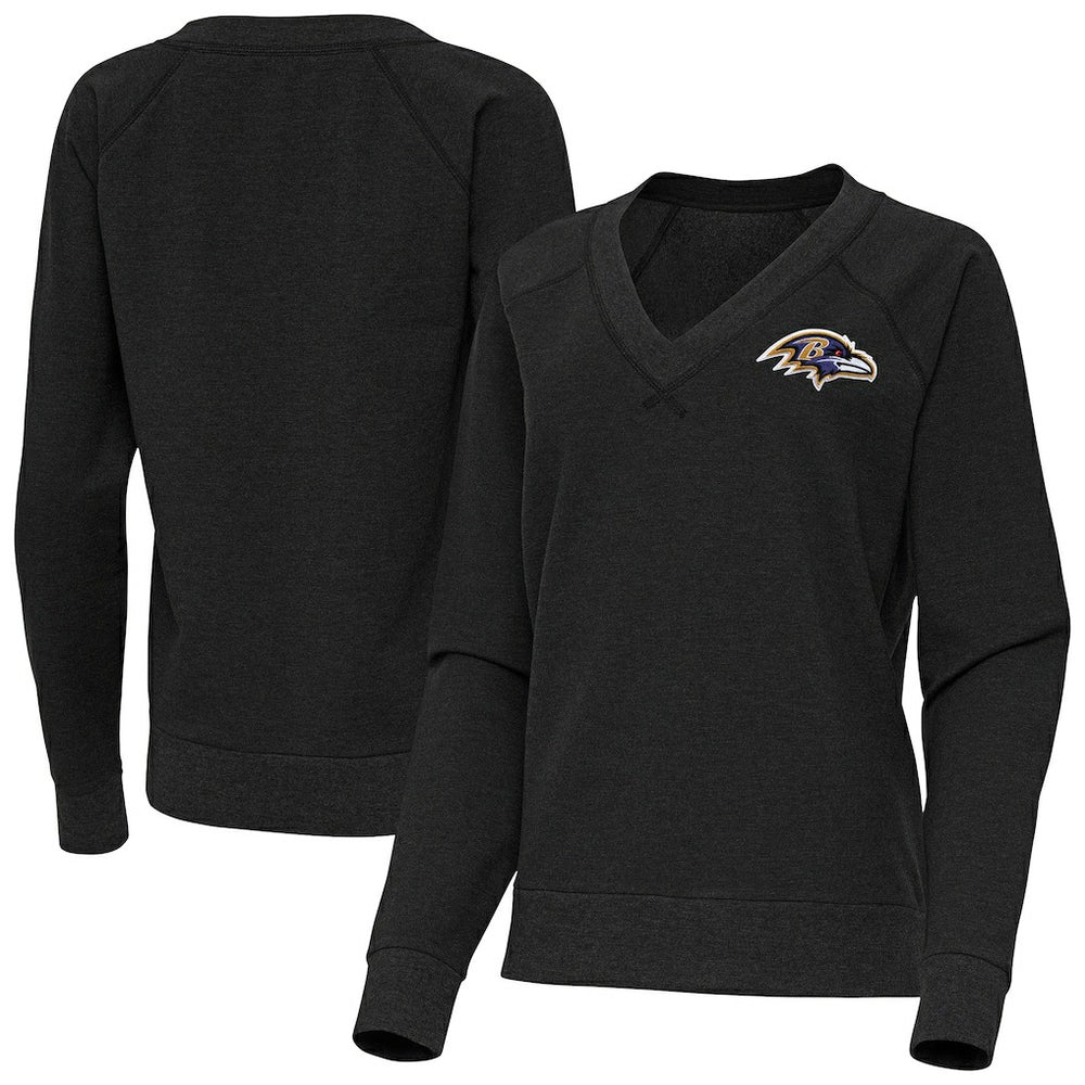 Baltimore Ravens  Antigua Women's Varsity Tri-Blend V-Neck Long Sleeve T-Shirt