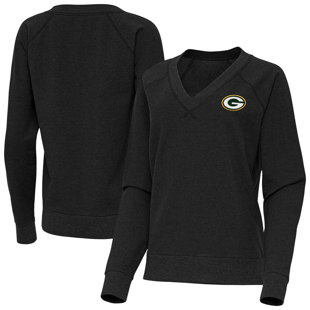 Green Bay Packers  Antigua Women's Varsity Tri-Blend V-Neck Long Sleeve T-Shirt