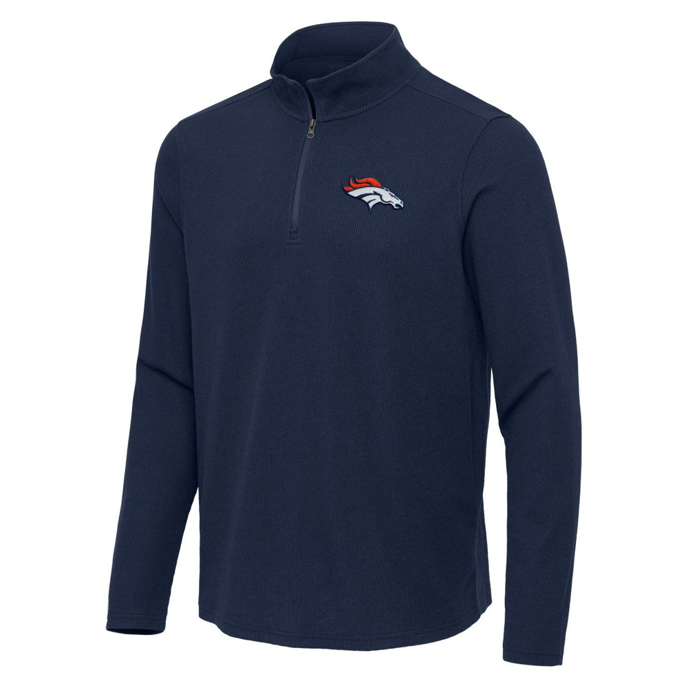 Denver Broncos  Antigua Sync Tri-Blend Quarter-Zip Pullover