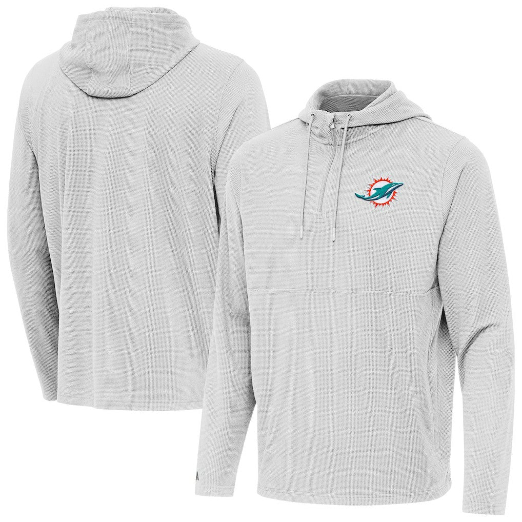 Miami Dolphins  Antigua Connected Quarter-Zip Pullover Hoodie