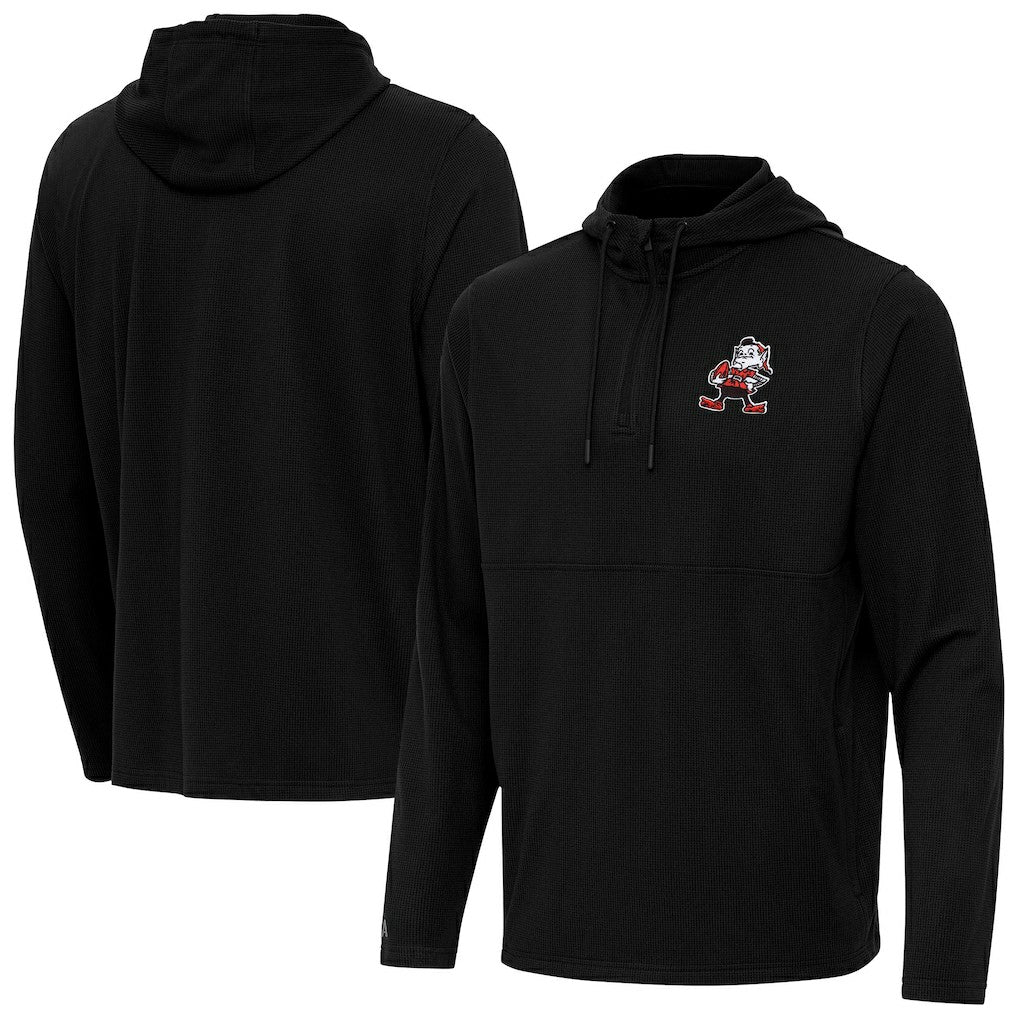 Cleveland Browns  Antigua Throwback Connected Quarter-Zip Pullover Hoodie