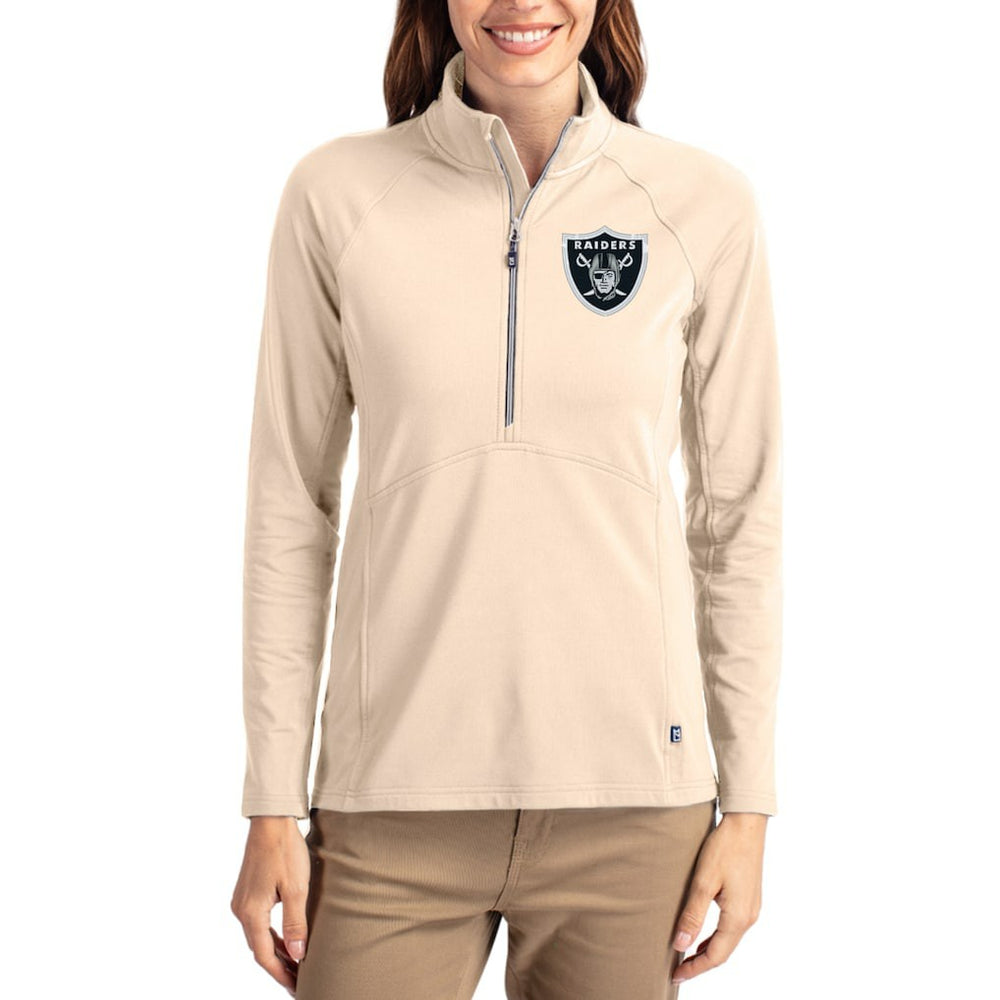 Las Vegas Raiders  Cutter & Buck Women's Adapt Eco Knit Stretch Recycled Raglan Half-Zip Pullover