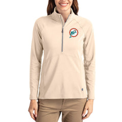 Miami Dolphins  Cutter & Buck Women's Throwback Adapt Eco Knit Stretch Recycled Raglan Half-Zip Pullover