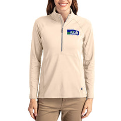 Seattle Seahawks  Cutter & Buck Women's Throwback Adapt Eco Knit Stretch Recycled Raglan Half-Zip Pullover