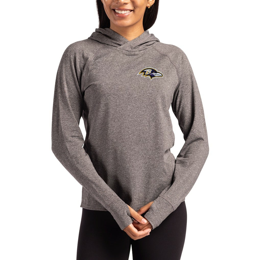 Baltimore Ravens  Cutter & Buck Women's Primary Logo Adapt Knit Recycled Raglan Pullover Hoodie