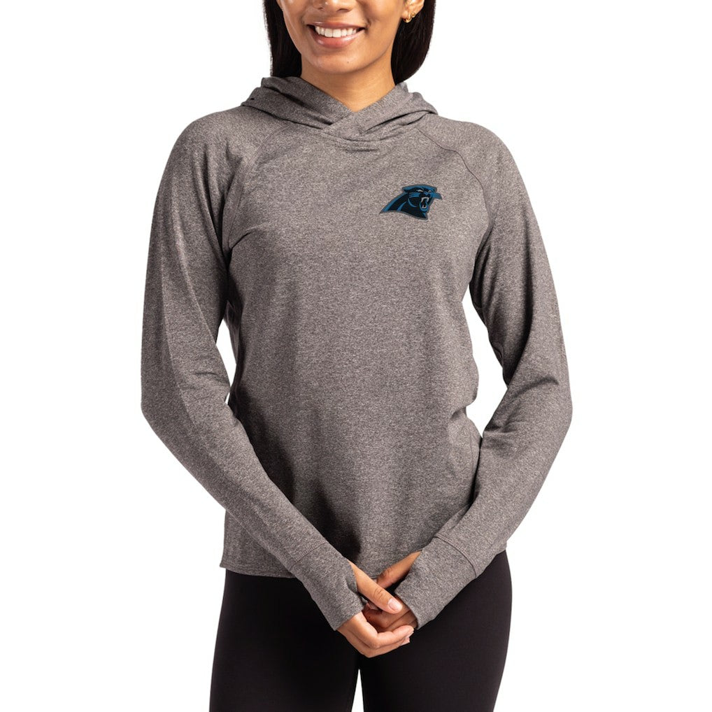Carolina Panthers  Cutter & Buck Women's Primary Logo Adapt Knit Recycled Raglan Pullover Hoodie