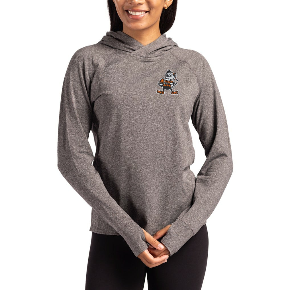 Cleveland Browns  Cutter & Buck Women's Throwback Logo Adapt Knit Recycled Raglan Pullover Hoodie