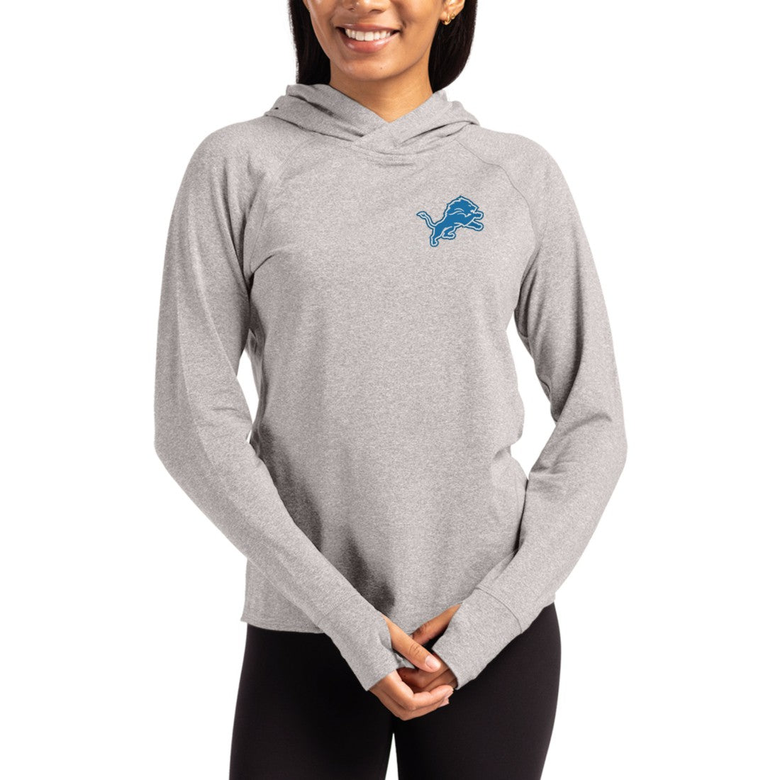 Detroit Lions  Cutter & Buck Women's Primary Logo Adapt Knit Recycled Raglan Pullover Hoodie