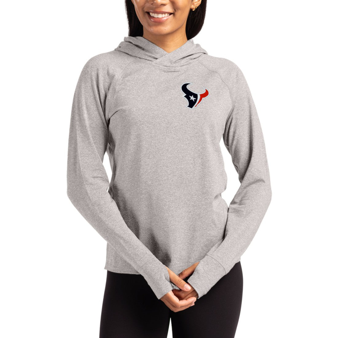 Houston Texans  Cutter & Buck Women's Primary Logo Adapt Knit Recycled Raglan Pullover Hoodie
