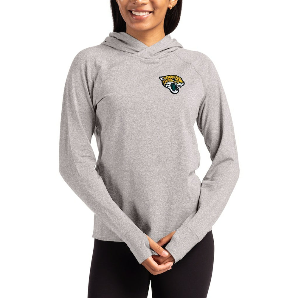 Jacksonville Jaguars  Cutter & Buck Women's Primary Logo Adapt Knit Recycled Raglan Pullover Hoodie