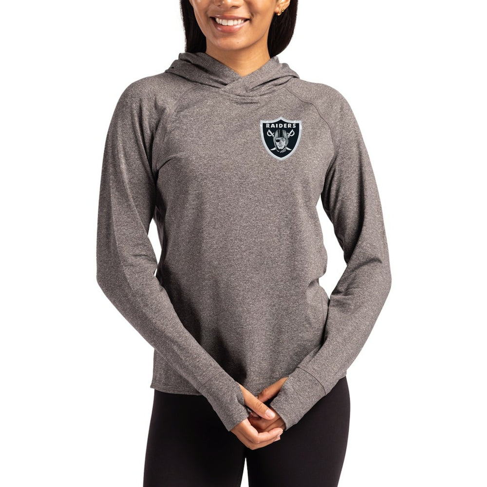 Las Vegas Raiders  Cutter & Buck Women's Primary Logo Adapt Knit Recycled Raglan Pullover Hoodie