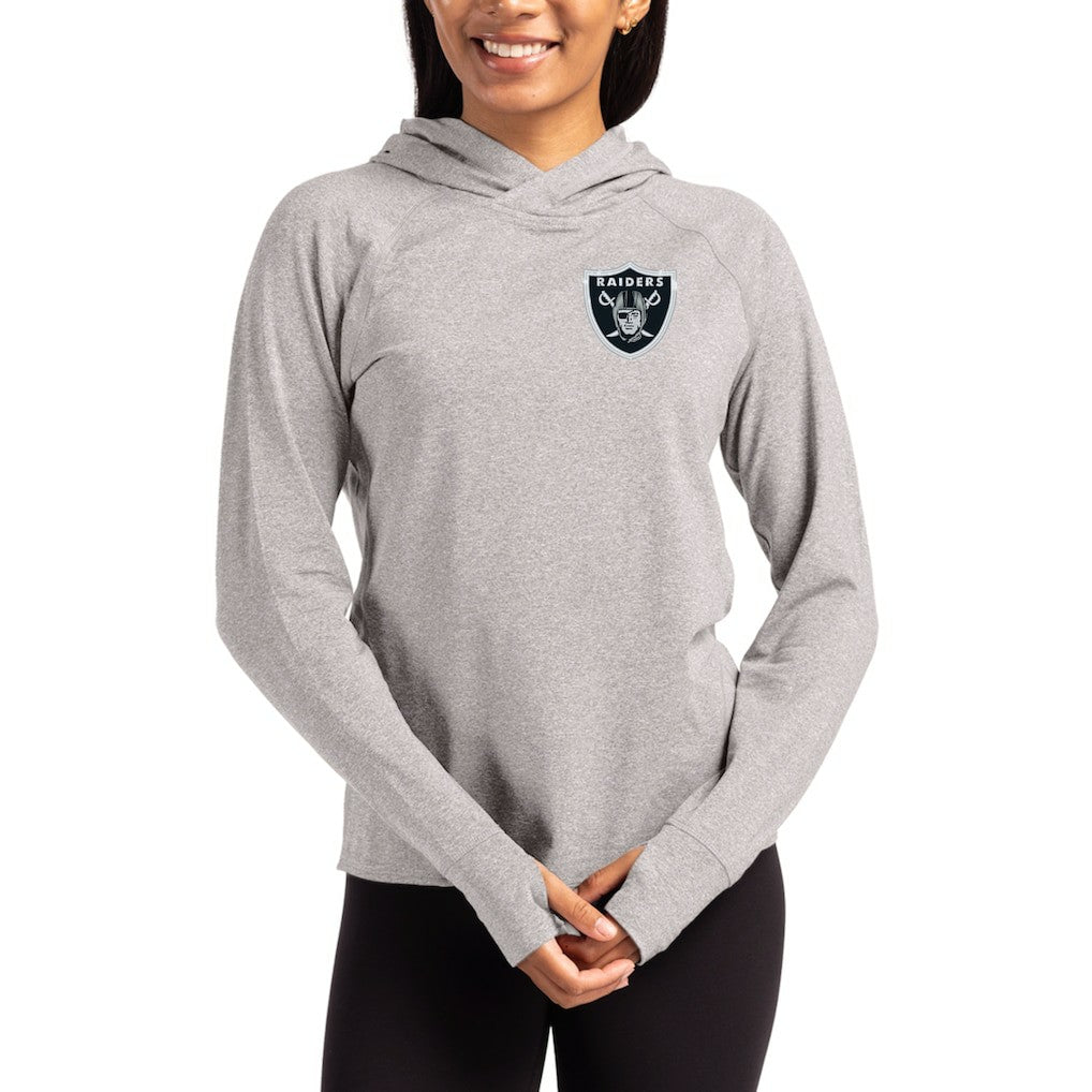 Las Vegas Raiders  Cutter & Buck Women's Primary Logo Adapt Knit Recycled Raglan Pullover Hoodie