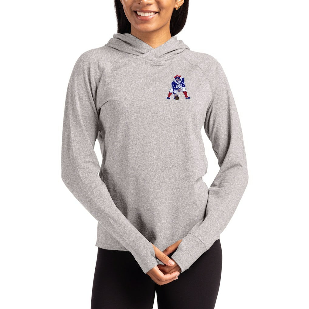 New England Patriots  Cutter & Buck Women's Throwback Logo Adapt Knit Recycled Raglan Pullover Hoodie