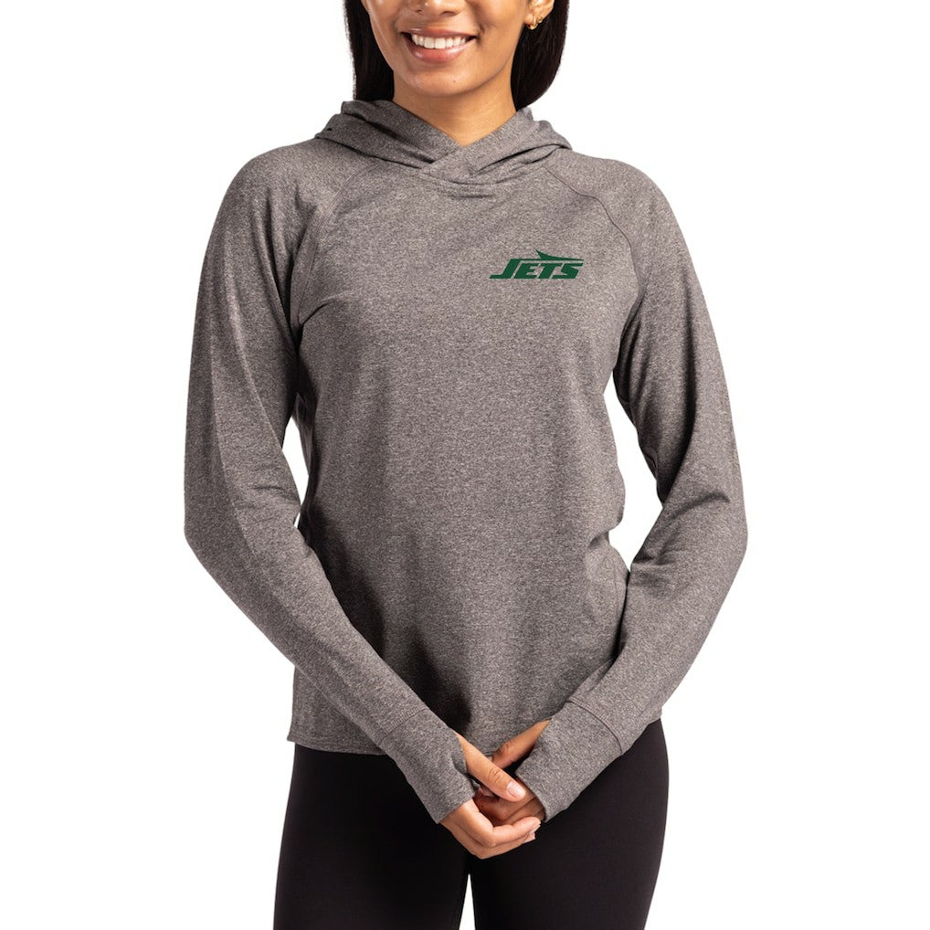 New York Jets  Cutter & Buck Women's Primary Logo Adapt Knit Recycled Raglan Pullover Hoodie