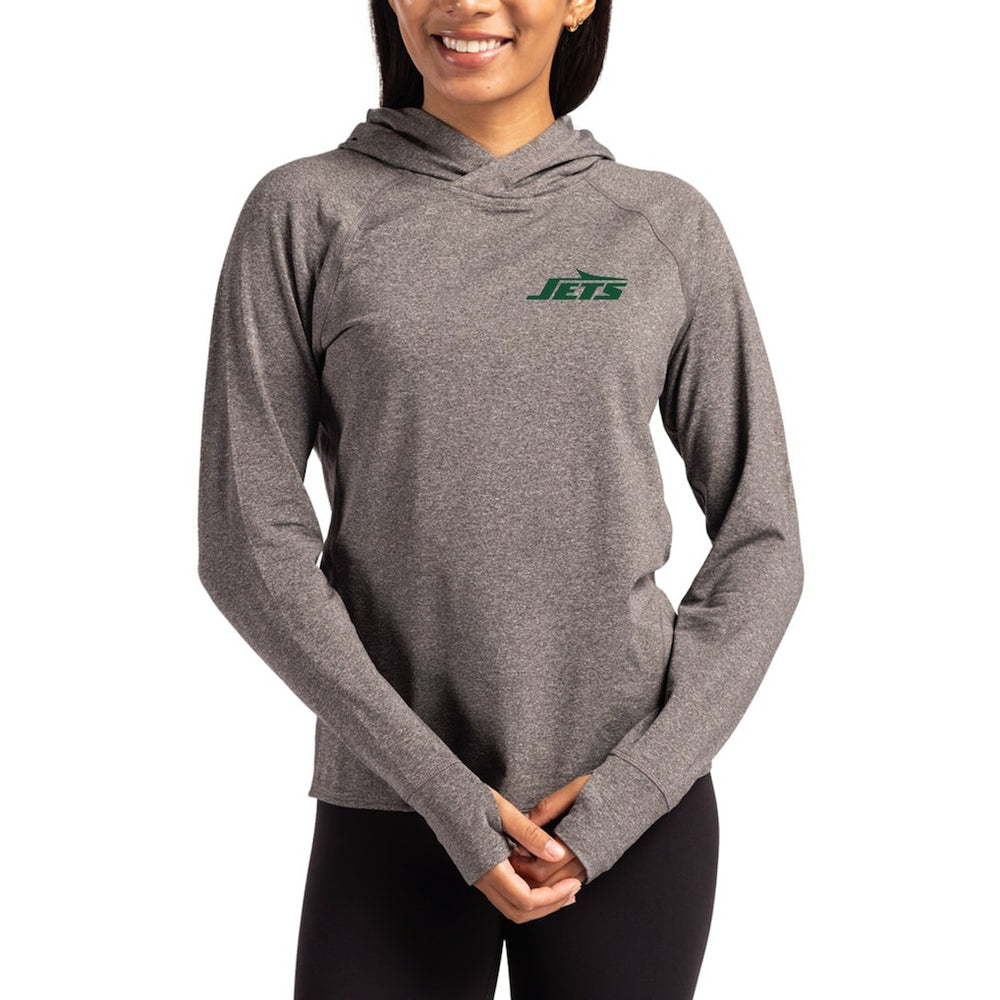 New York Jets  Cutter & Buck Women's Primary Logo Adapt Knit Recycled Raglan Pullover Hoodie