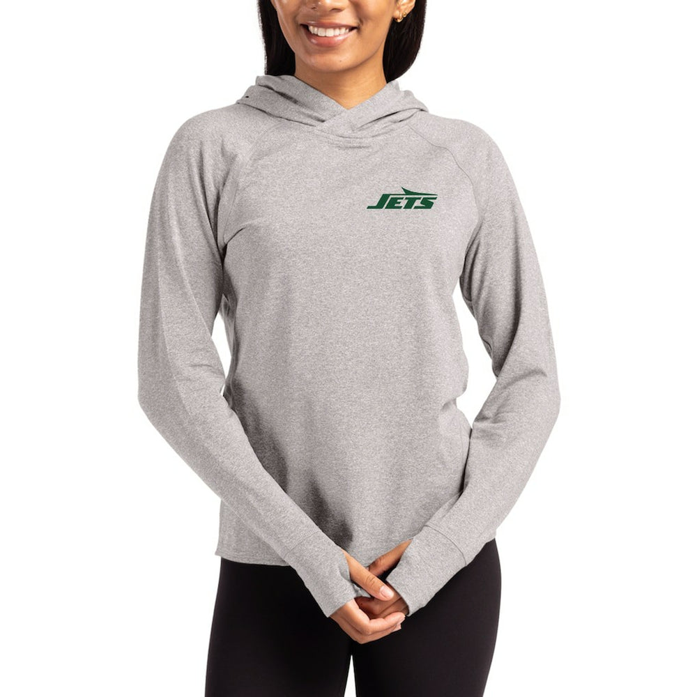 New York Jets  Cutter & Buck Women's Primary Logo Adapt Knit Recycled Raglan Pullover Hoodie