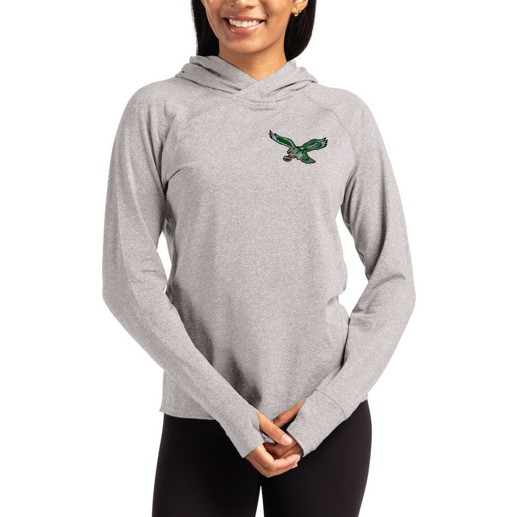 Philadelphia Eagles  Cutter & Buck Women's Throwback Logo Adapt Knit Recycled Raglan Pullover Hoodie