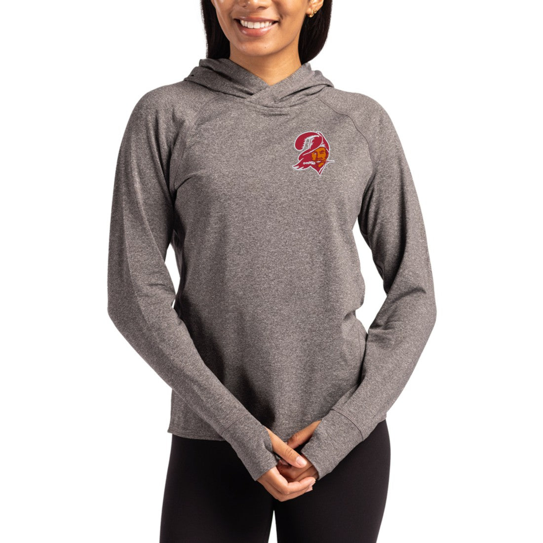 Tampa Bay Buccaneers  Cutter & Buck Women's Throwback Logo Adapt Knit Recycled Raglan Pullover Hoodie