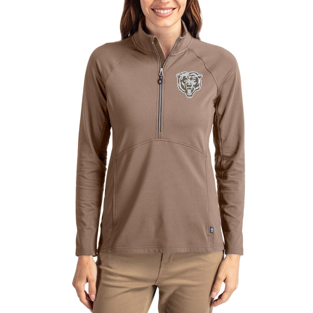 Chicago Bears  Cutter & Buck Women's Tonal Adapt Eco Knit Stretch Recycled Raglan Half-Zip Pullover