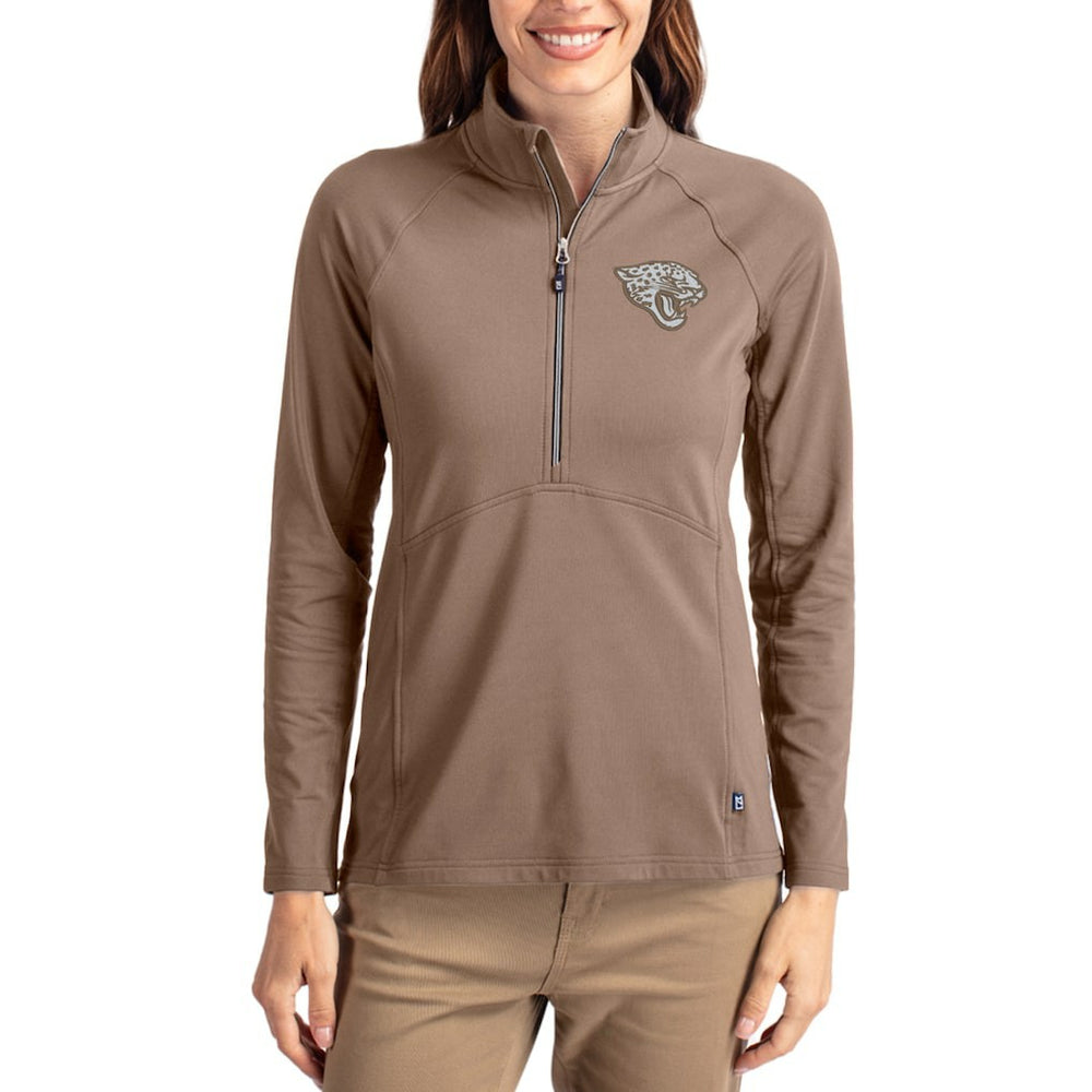 Jacksonville Jaguars  Cutter & Buck Women's Tonal Adapt Eco Knit Stretch Recycled Raglan Half-Zip Pullover