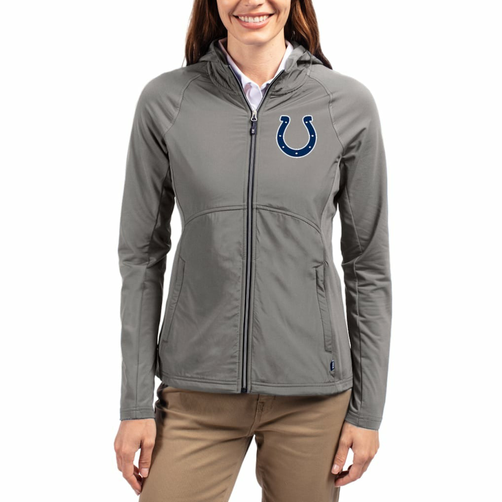 Indianapolis Colts  Cutter & Buck Women's Adapt Eco Knit Hybrid Recycled Raglan Full-Zip Hoodie Jacket
