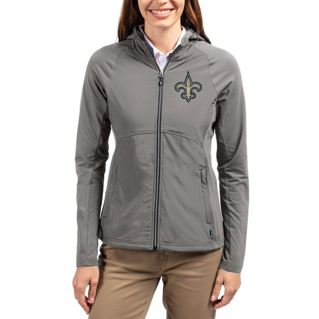 New Orleans Saints  Cutter & Buck Women's Adapt Eco Knit Hybrid Recycled Raglan Full-Zip Hoodie Jacket