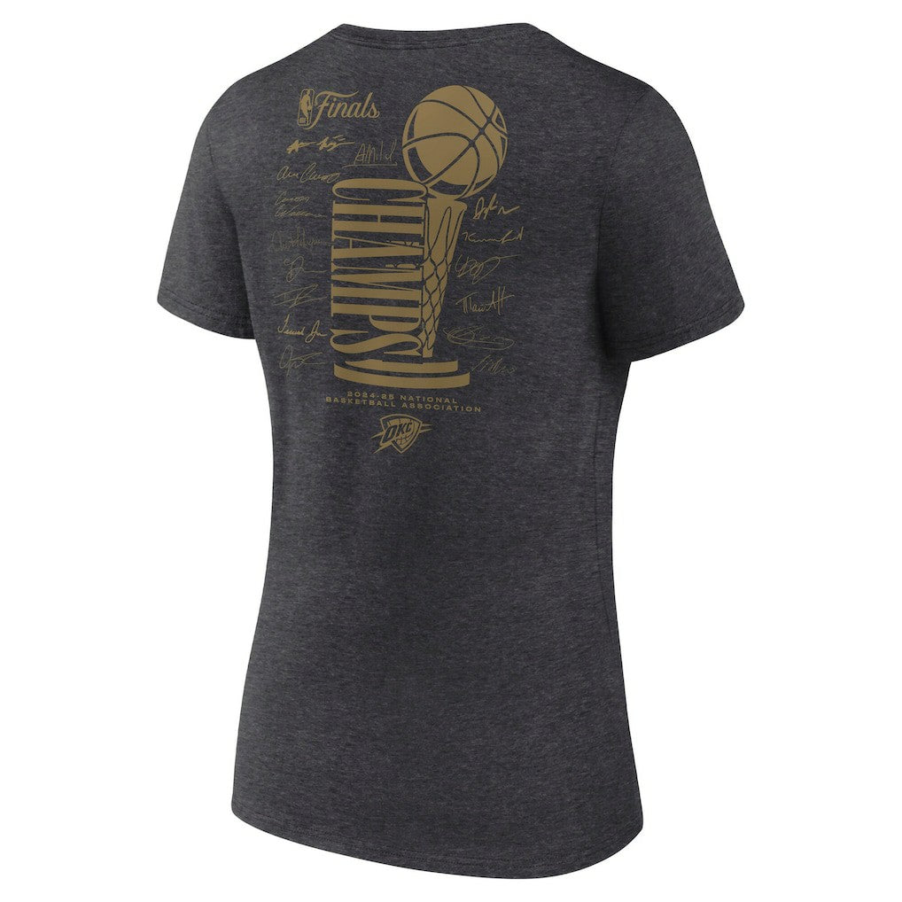 Oklahoma City Thunder Women's 2025 NBA Finals Champions Double Dribble V-Neck T-Shirt Outlet