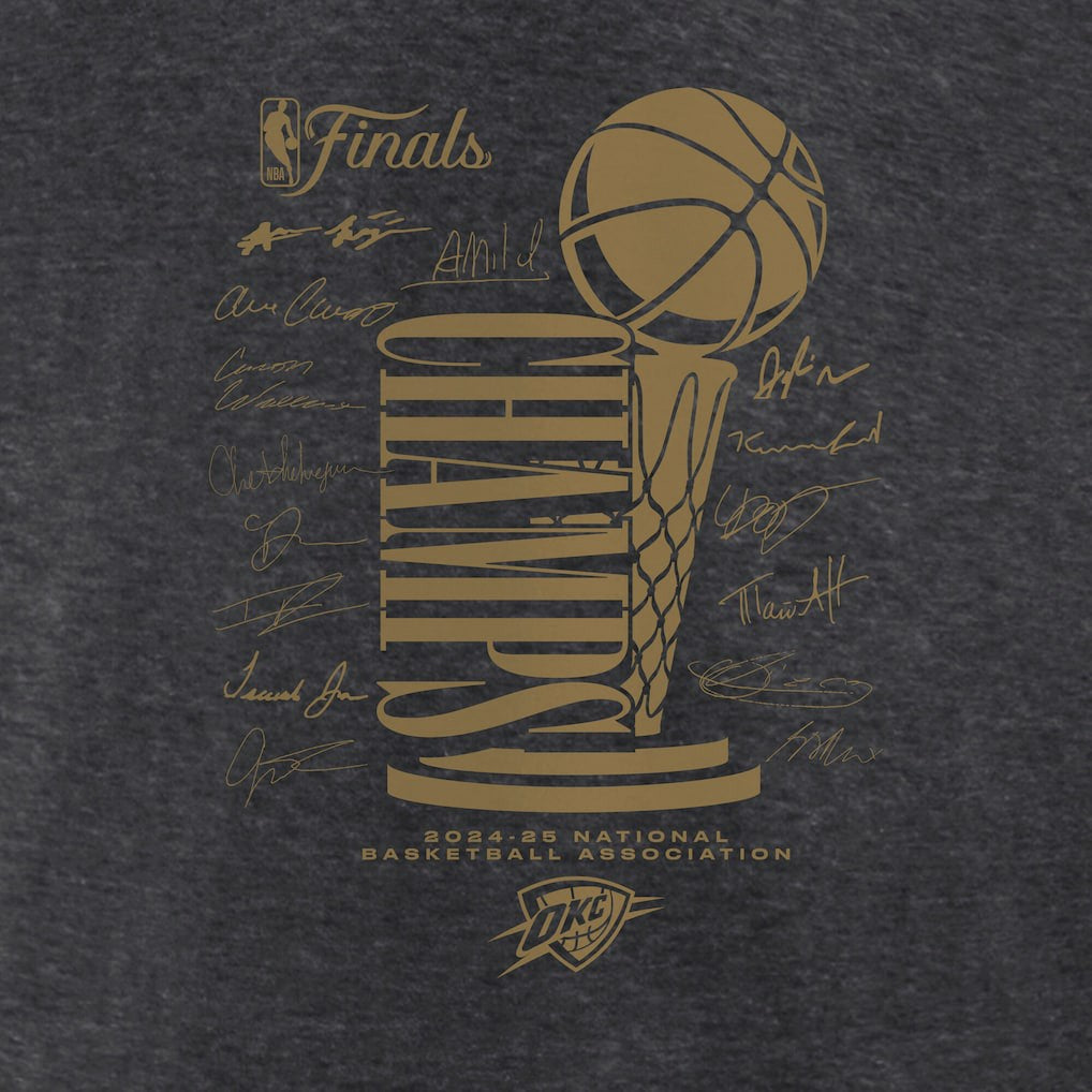 Oklahoma City Thunder Women's 2025 NBA Finals Champions Double Dribble V-Neck T-Shirt Outlet