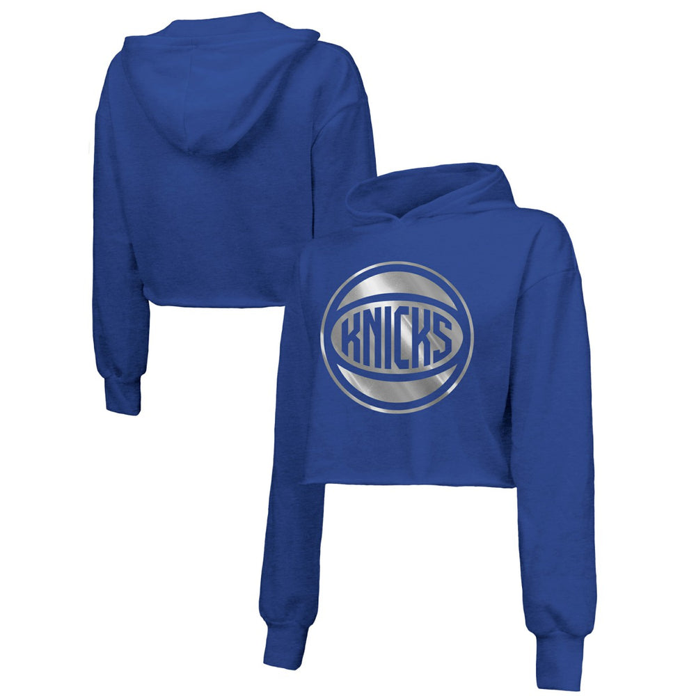 New York Knicks Majestic Threads Women's Tri-Blend Cropped Pullover Hoodie Online