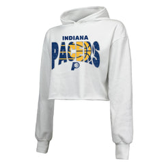 Indiana Pacers Majestic Threads Women's Tri-Blend Cropped Pullover Hoodie On Sale